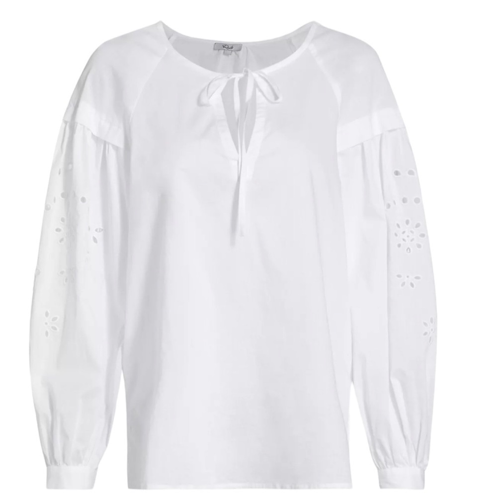 Rails Dari 100% Cotton Blouse with Eyelet Sleeve Detail. Size L - Picture 7 of 14